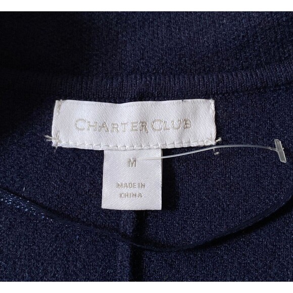 Charter Club Sleeveless Duster Womens M Navy Blue Wool-Effect Open Front NWOT - Picture 5 of 13